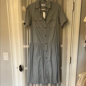 S/W/F Stylish Blue-Gray Button-Up Dress